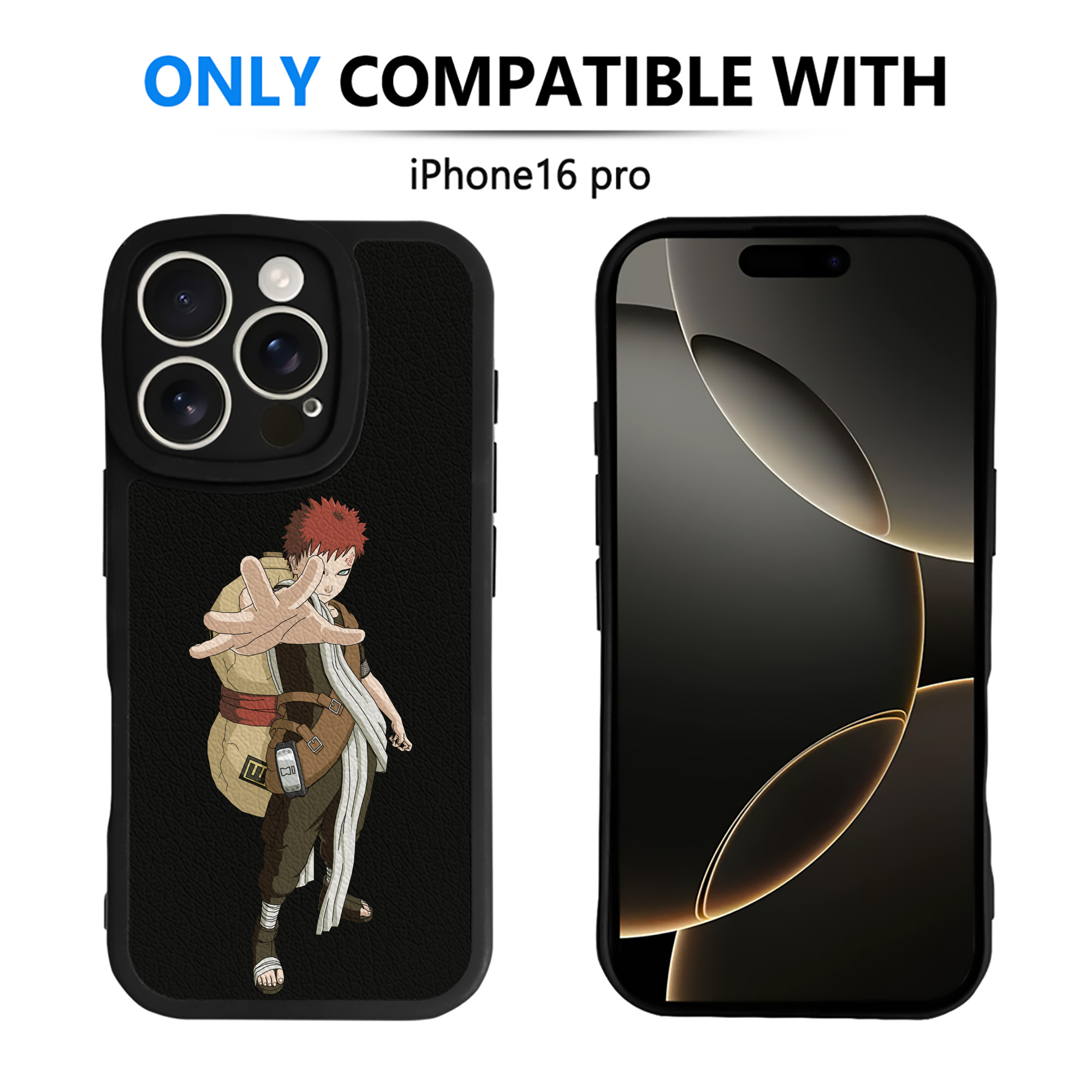 （画像用） NARUTO -ナルト- ガアラ Gaara 【iPhone 16シリーズ対応】シリコンスマホケース（レザー調） 材質：シリコン
